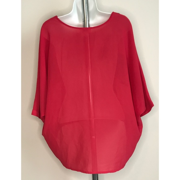 LOFT XS/S Red Black Blouse - Picture 3 of 6